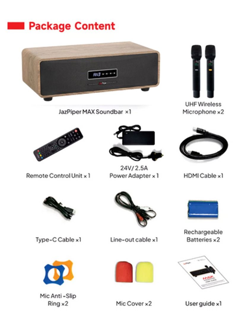 [SG] LATEST MODEL JazPiper MAX All-In-One Karaoke Soundbar Updated Song Library UHF Microphones63206817241603114
