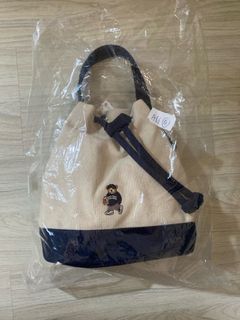 SPAO 小熊索繩麻布兩用袋-白色*64208540488194110