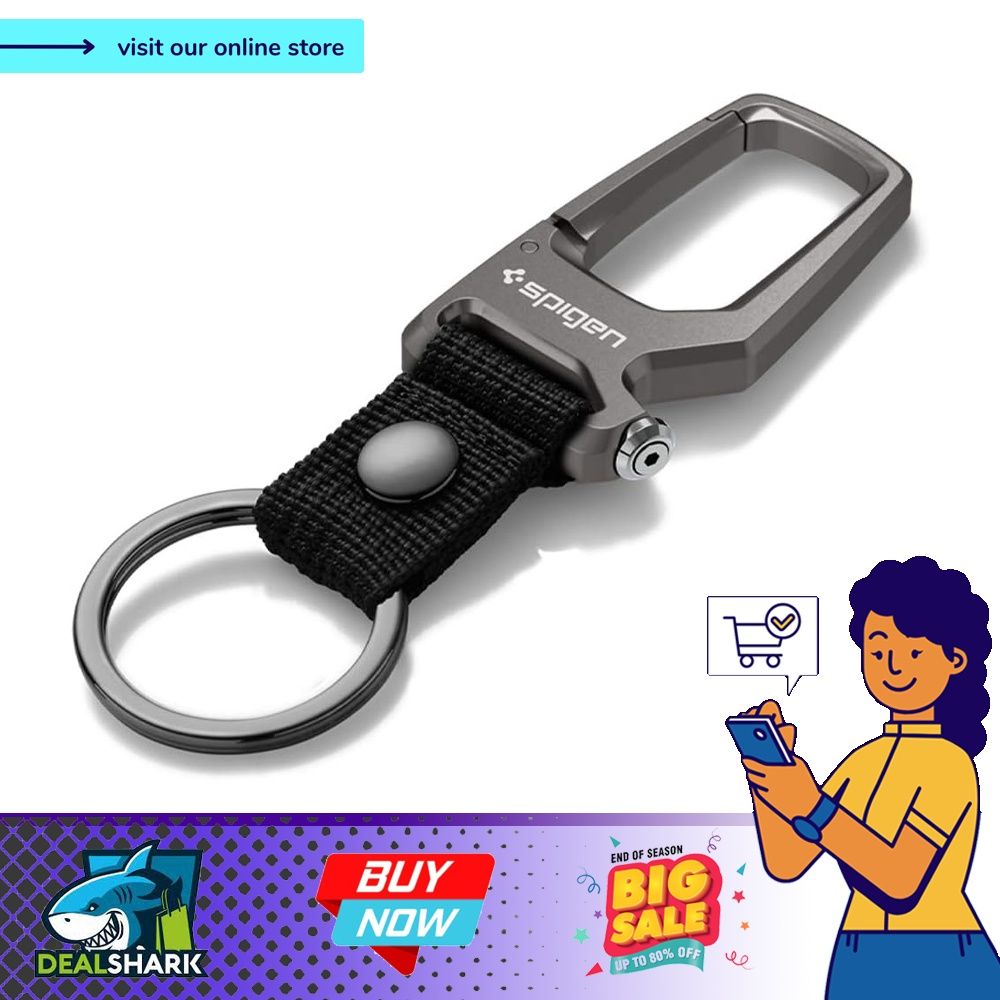 Spigen Carabiner Key Ring Clip, Car Keychain Clip, Bottle Opener