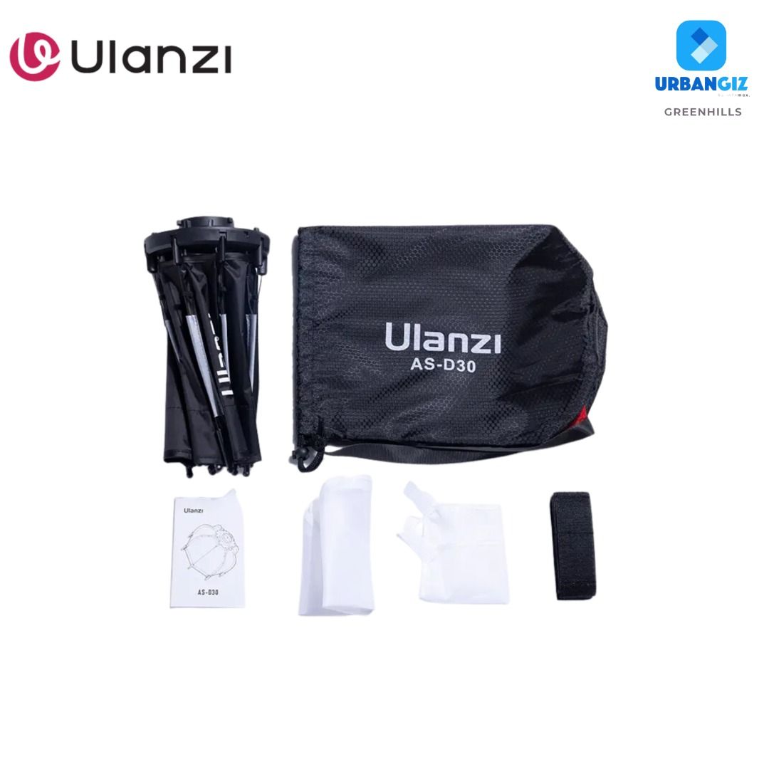 ULANZI AS-D30 SOFTBOX LT028 (Category: Camera Bags & Carriers) located in San Juan City. Submitted by urbangiz_greenhillsmall (Listing ID 1335342795, Image 2). Description: About this item > Note❗❗It's a Mini Bowens Mount Octagon Softbox Octagonal Speedlite, not a Standard Bowens > Mount. Please check you device before purchase. > Perfect Match for COB Lights: Mini Bowens mount, ideal for a wide range of lights from Ulanzi. > Easy-to-carry Design