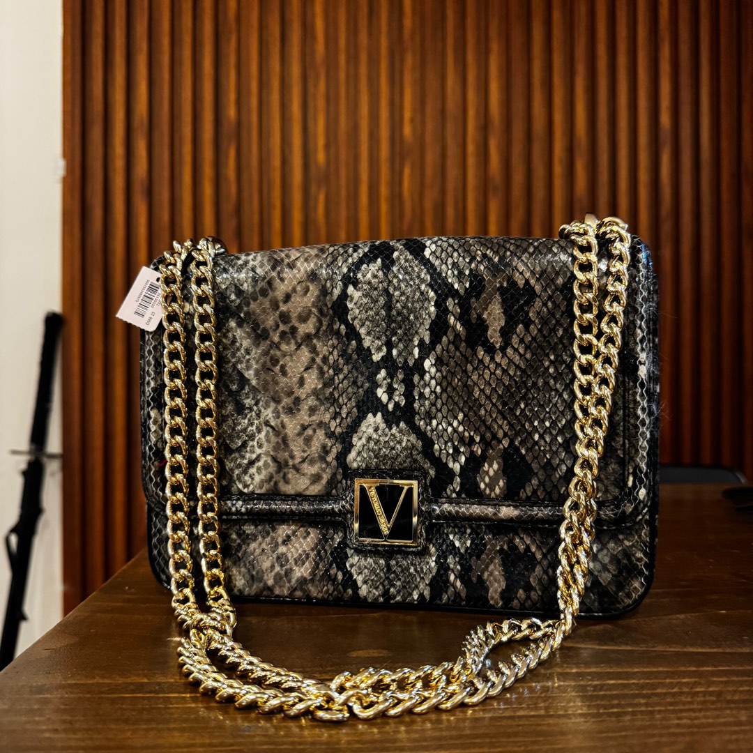 Victoria s Secret Snakeskin Print Faux Leather Crossbody Satchel Bag Purse Women s Fashion Bags Wallets Purses Pouches on Carousell