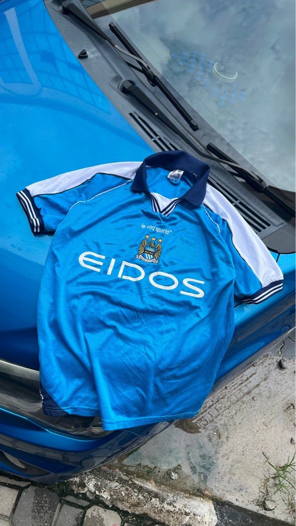 VINTAGE JERSEY 99 01 MANCHESTER CITY LE COQ SPORTIF Men s Fashion Tops Sets Tshirts Polo Shirts on Carousell