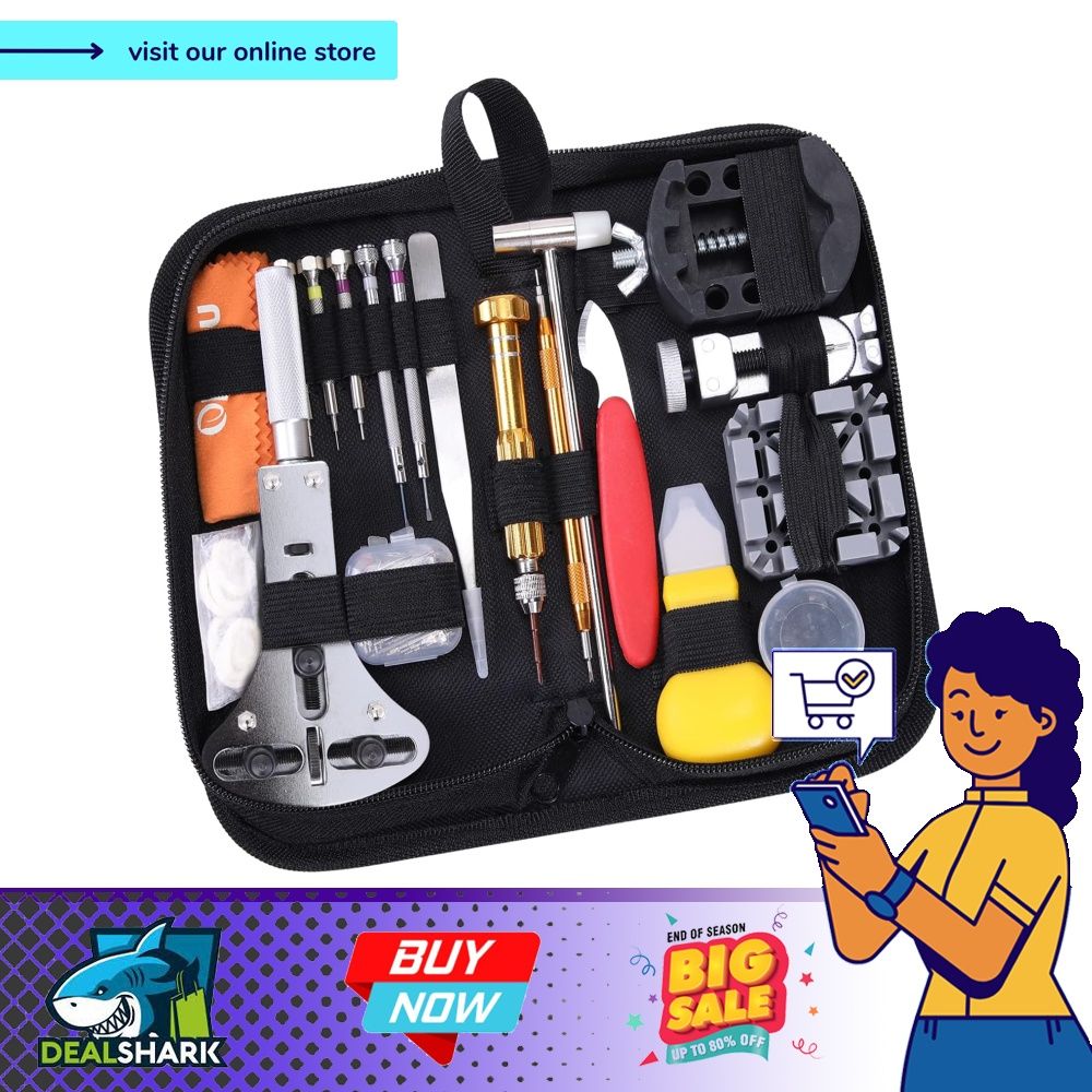 Watch Repair Kit Ohuhu 192 PCS Watch Battery Replacement Tool Kit Watch Link Removal Tool Watch Back Remover Tool Watch Tool Kit Professional