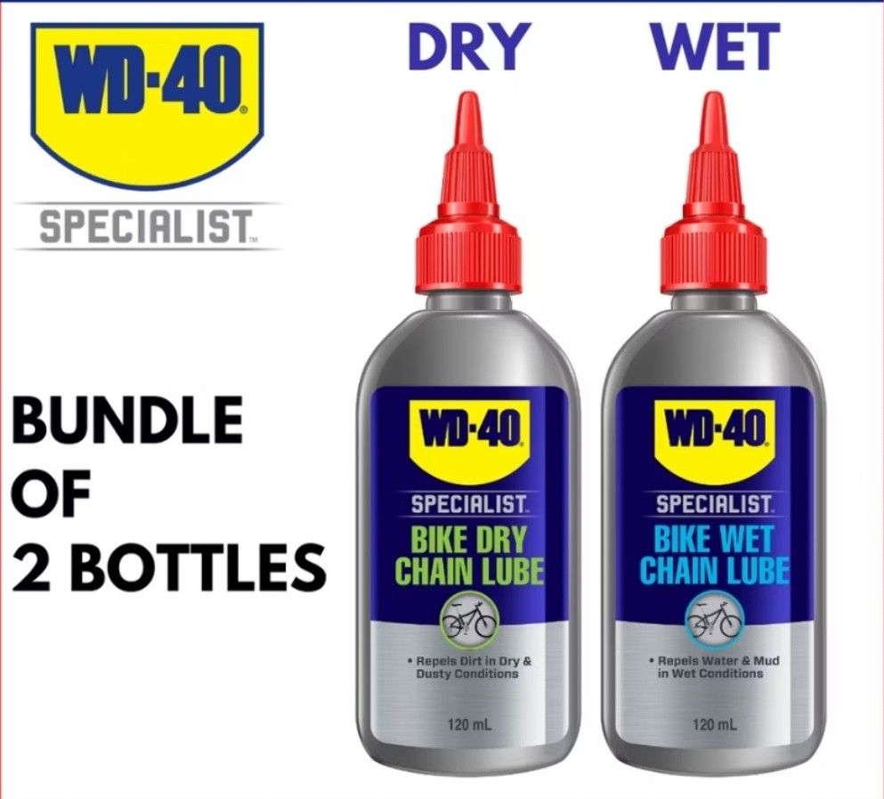WD 40 Specialist Bike Dry Wet Chain Lubricant 120ml Bundle of 2 Sports Equipment Bicycles Parts Parts Accessories on Carousell