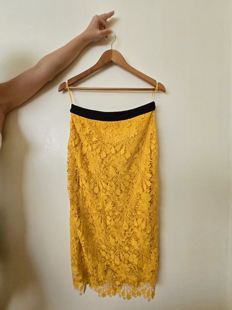 Yellow Marks Spencer lace skirt Women s Fashion Bottoms Skirts on Carousell