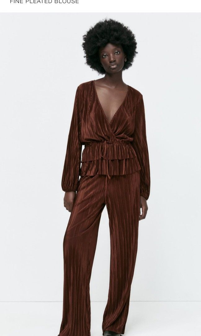Zara pleated palazzo pants cheap