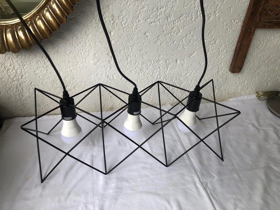 3-Light Geometric Hanging or Drop Light Lamp (Category: Lighting) located in Paranaque City. Submitted by turnintocash (Listing ID 1335693688, Image 3). Description: very good condition bulbs are not included location - Paranaque payment- BPI or Gcash.