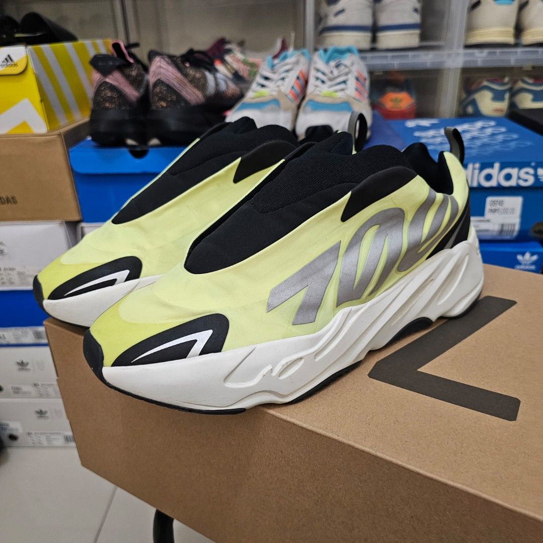 adidas Yeezy 700 MNVN Laceless Phosphor (Green) 10.5US, Men's Fashion,  Footwear, Sneakers on Carousell