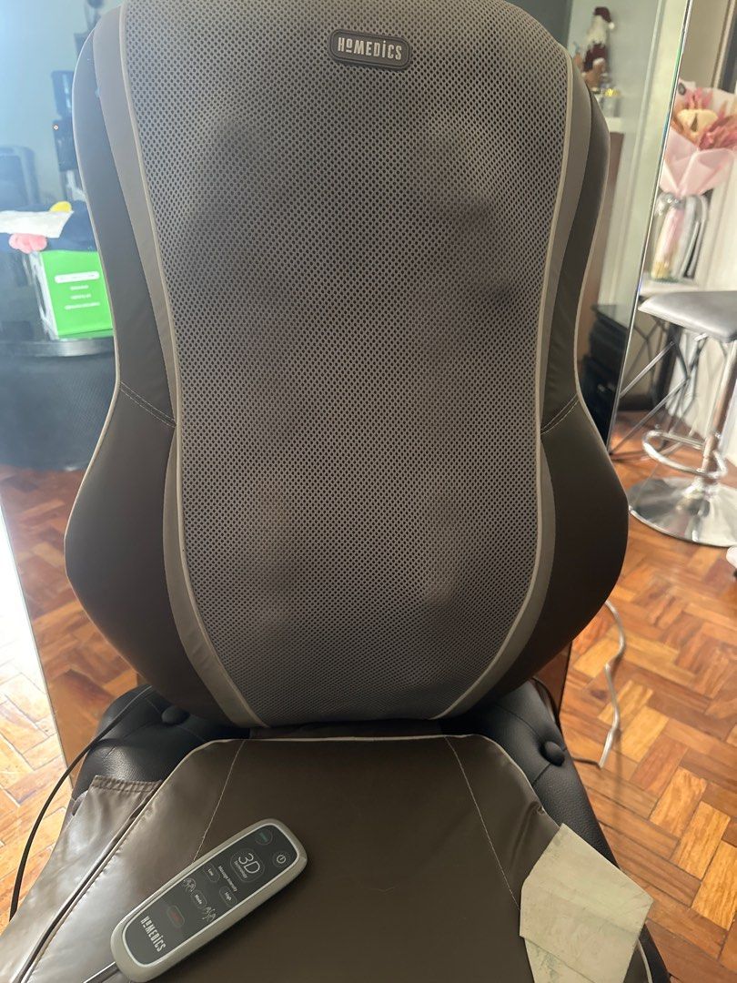 Back massager (Category: Massage Devices) located in Pasig City. Submitted by emashopaholic (Listing ID 1335646695, Image 2). Description: Preloved Home Medics Back massager Shiatsu massage cushion with heat Repricing from ₱2000 NOW ONLY ₱1200 Flaws: the other side is not moving but the other side is fully functional. Both have heat and all modes still functioning. PM to request for a video. Location: Pasig Shipping c/o buyer MOP: Gcash/BDO/BPi.