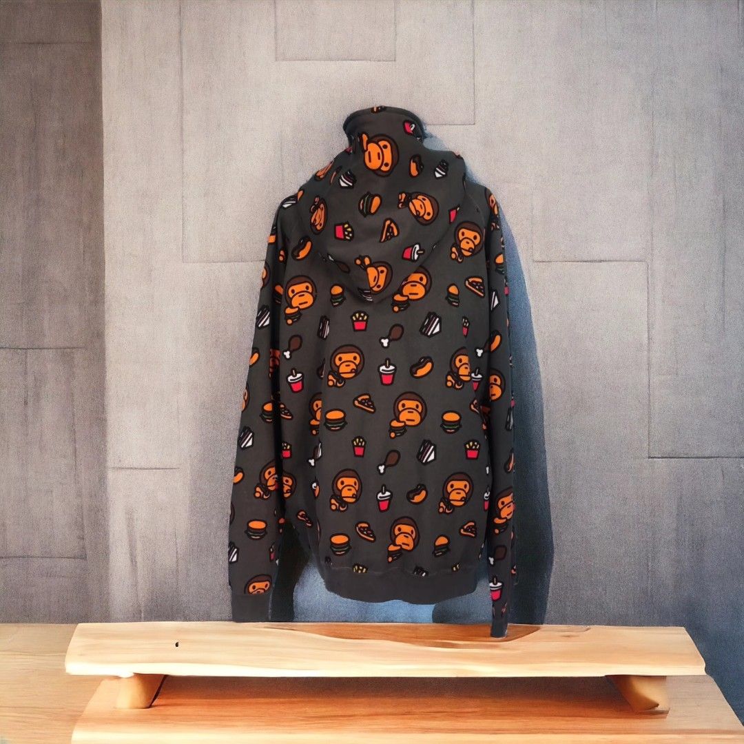 BAPE Baby Milo Playful monkey and food pattern hoodie Excellent condition Size XL