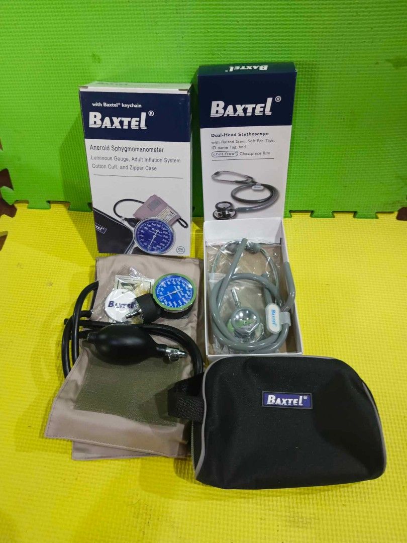 Baxtel Set Stethoscope and Sphygmomanometer (Category: Health Monitors & Weighing Scales) located in Quezon City. Submitted by jesselee14kpop (Listing ID 1335620517, Image 1). Description: brandnew onhand negotiable good quality and condition open for pick up and delivery high quality we also sell many medical supplies call me 09268225723 cod,gcash,bank transfer.
