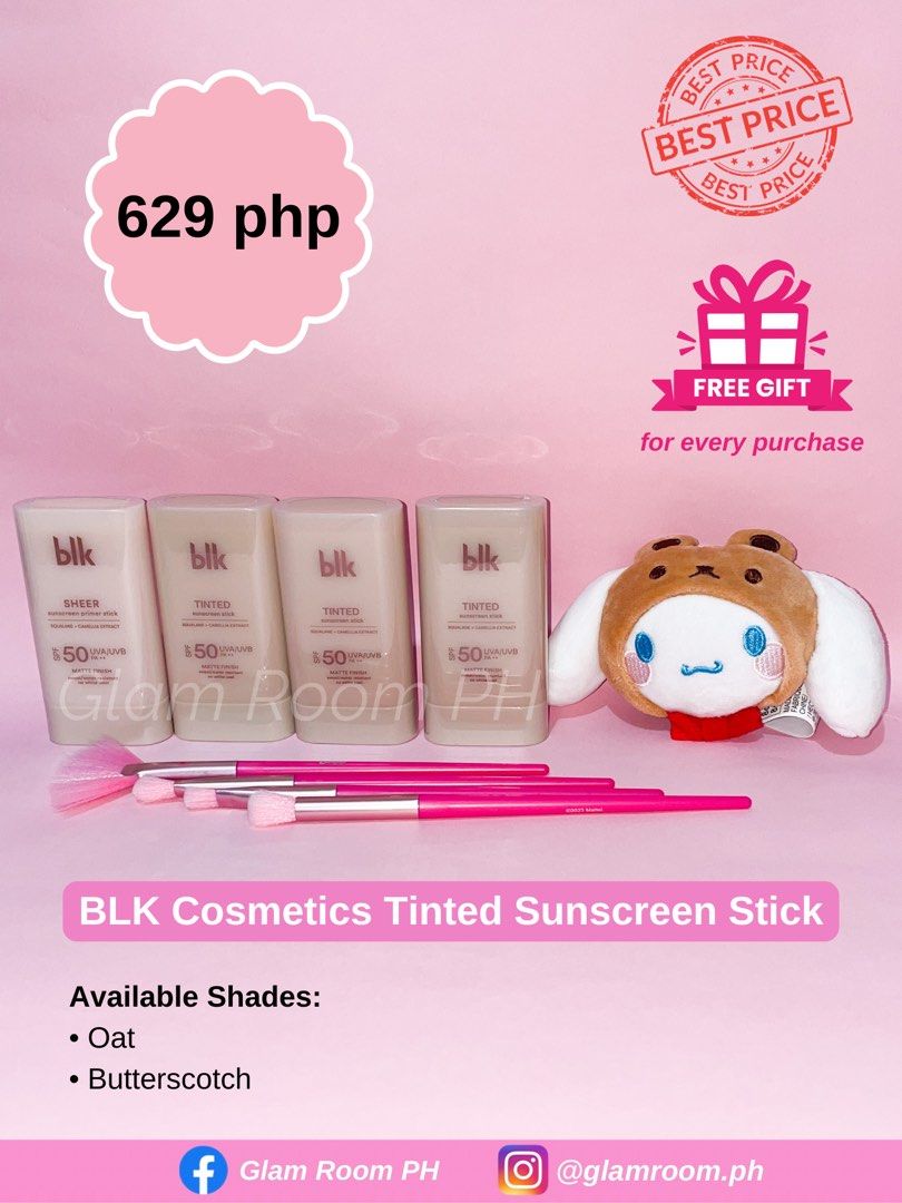 BLK Cosmetics Tinted Sunscreen Stick Big (Category: Makeup) located in Manila. Submitted by princessrina23 (Listing ID 1335773328, Image 2). Description: 100% authentic, brand new and sealed ❤️ Available Shades: • Oat • Butterscotch.