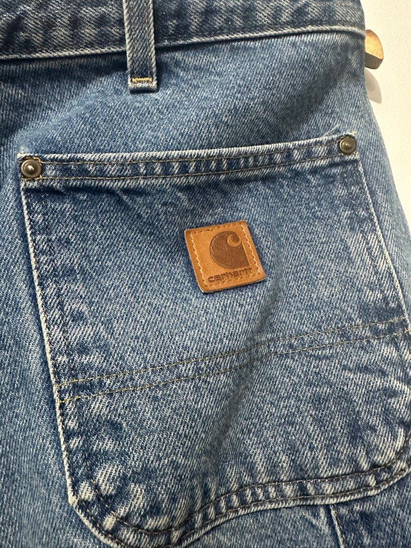 Carhartt Double Knee Workwear Pants (Category: Jeans) located in Pasig City. Submitted by garmentory (Listing ID 1335695441, Image 3). Description: Tagged size 38x30 Fits closer to 36 Vintage Carhartt Washed denim Loose Original Fit Excellent condition.