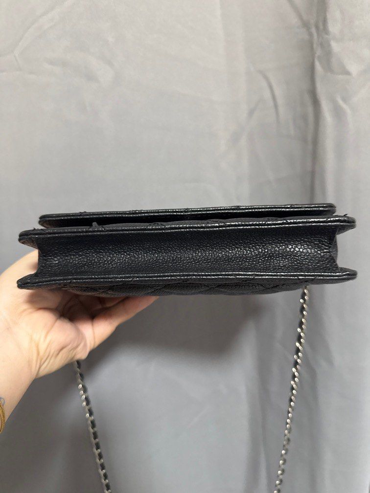 Chanel Wallet On Chain (WOC) in Caviar (Category: Luxury Bags & Wallets) located in Valenzuela. Submitted by loverome (Listing ID 1335749759, Image 3). Description: NGA - Korea Sourced Genuine leather Sticker code intact W/ generic dustbag only Genuine material Silver hardware Manage expectations - this looks vintage with signs of use but still in good condition *no low ballers .