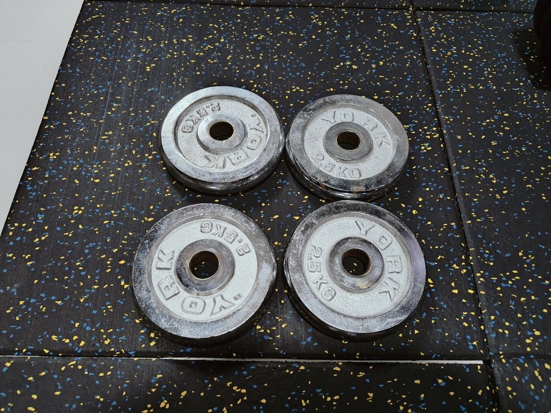 Chrome plated 2.5kg x4pcs York Brand weight plates Sports Equipment Exercise Fitness Weights Dumbbells on Carousell