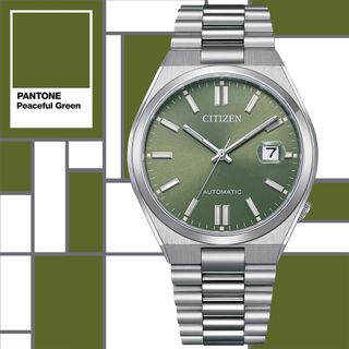 CITIZEN 星辰 Mechanical TSUYOSA series 自動機械錶 AUTOMATIC NJ0158-89Z 綠色面 不銹鋼 5 bar 防水 藍寶石玻璃錶面 NJ015889Z64198421524993110