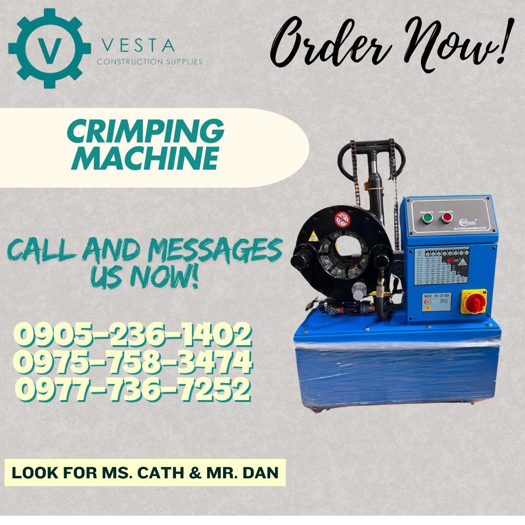 Crimping machine (Category: Construction Tools & Equipment) located in Manila. Submitted by cathvesta_sales (Listing ID 1335625614, Image 1). Description: .