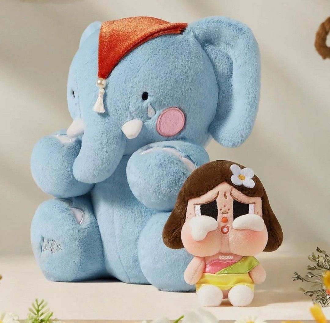 [タイ限定]Cry Baby Elephant ぬいぐるみセット 25cm Creative Grey Blue Elephant Plush Toy - Cute Gift