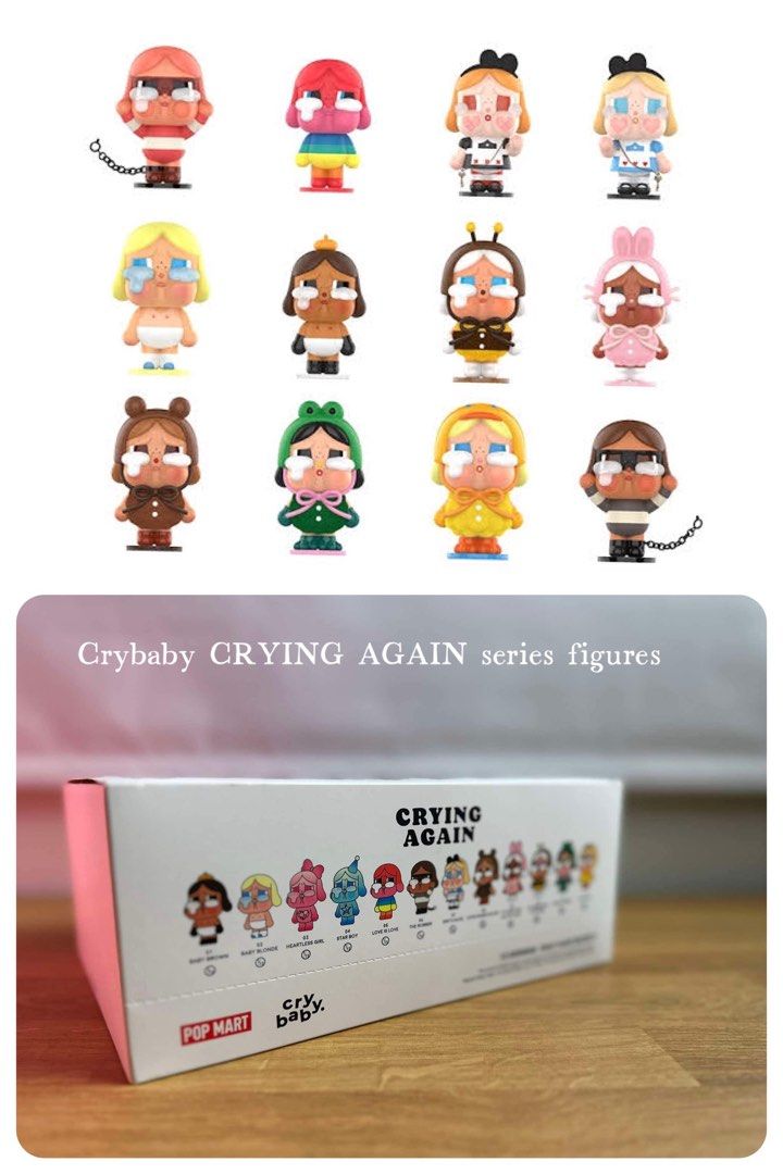 POPMART CRYING AGAIN series figures (Category: Designer & Blind Box Toys) located in Manila. Submitted by giagurl14 (Listing ID 1335781497, Image 1). Description: POPMART store bought. 1 whole set contains 12 sealed individual blind boxes. .