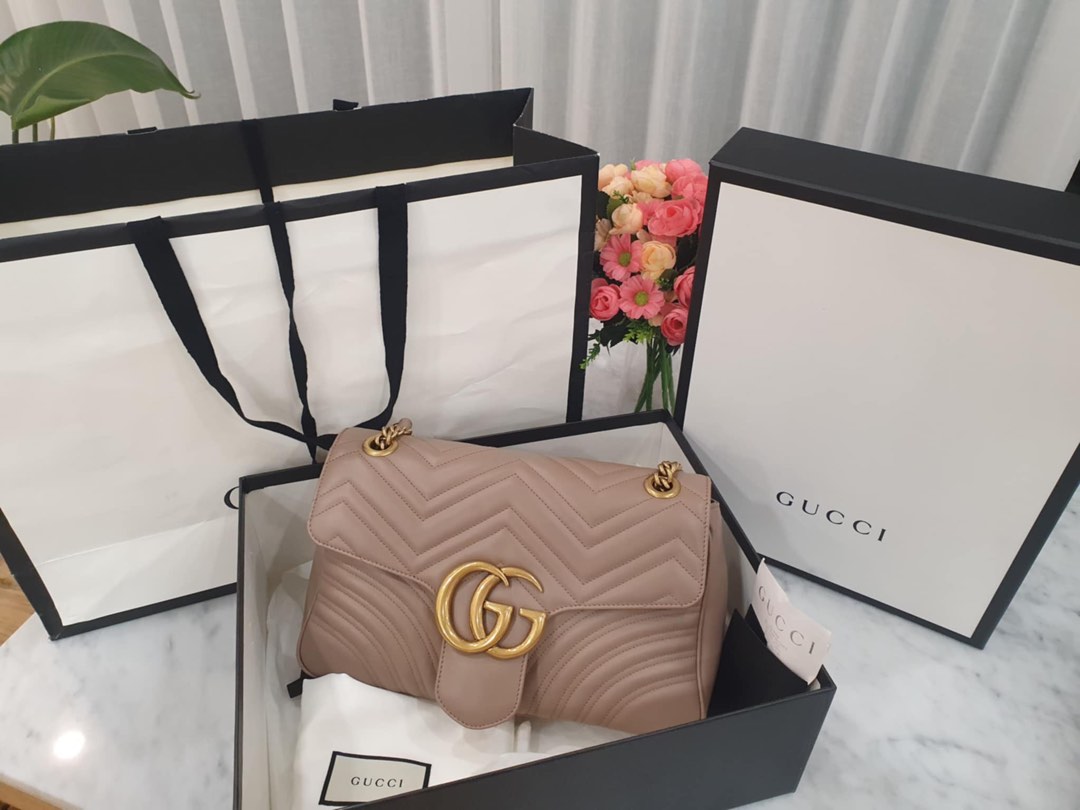 Gucci Medium Marmont Flap Nude Luxury Bags Wallets on Carousell