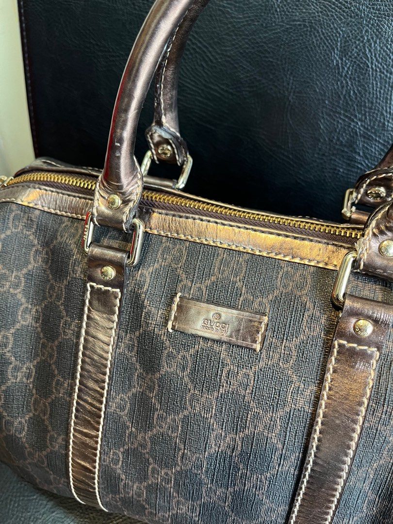 Gucci Metallic Monogram GG Bronze Boston Luxury Bags Wallets on Carousell