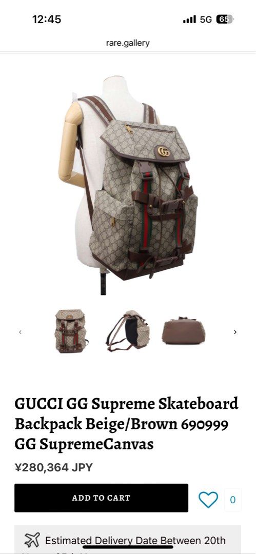 Gucci supreme skateboard backpack