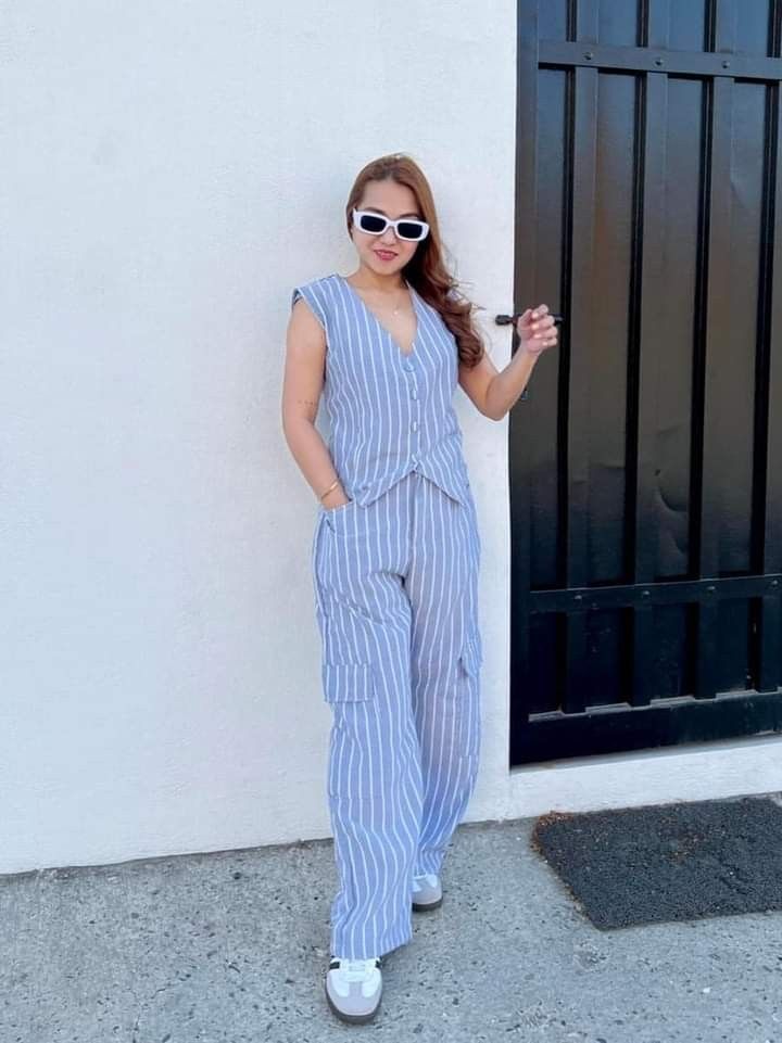 HEATHER VEST AND CARGO PANTS COORDINATES (Category: Sets or Coordinates) located in Cainta. Submitted by agirlnamedkatkatII (Listing ID 1335730603, Image 2). Description: HEATHER VEST AND CARGO PANTS COORDINATES P480.00 FABRIC: PREMIUM EYELET FABRIC FREESIZE CAN FIT FROM SMALL TO SEMI LARGE NOTE: PLEASE PROVIDE 2ND AND 3RD COLOR OPTIONS.