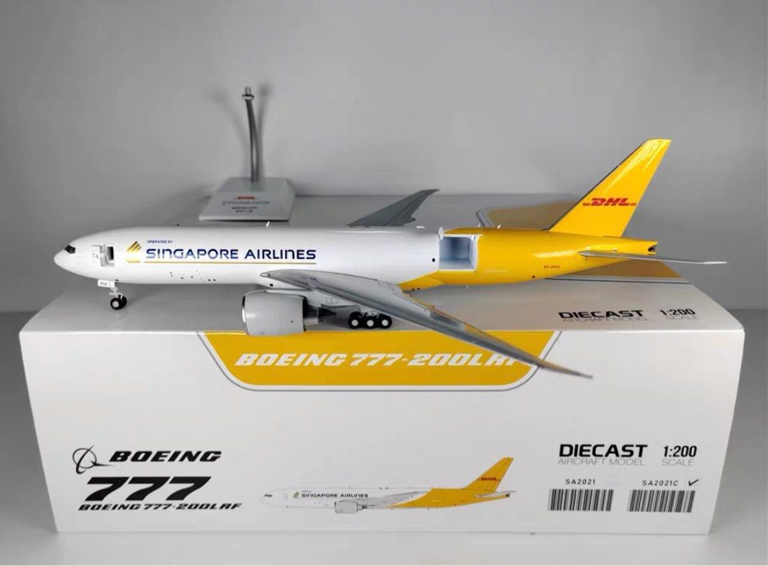 JC Wings 1:200 Singapore Airlines DHL Boeing B777-200LRF 9V-DHA