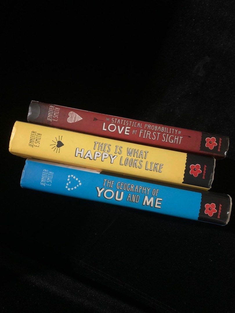 Jennifer E Smith books (Category: Storybooks) located in Muntinlupa City. Submitted by bbiblythe (Listing ID 1335726613, Image 1). Description: Jennifer E Smith books This is what happy looks like by Jennifer E. Smith - 400 The geography of you and me Jennifer E. Smith - 400 Statistical probability of love at first sight Jennifer E. Smith - 400.