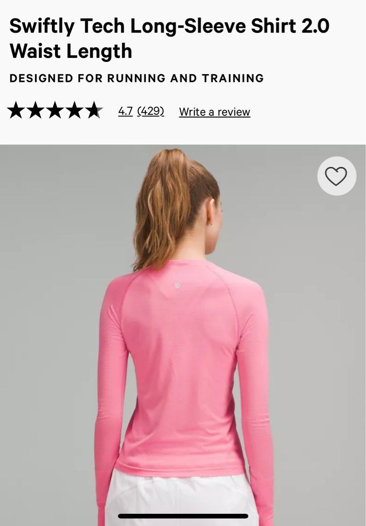 Lululemon swiftly tech long sleeve pink clearance