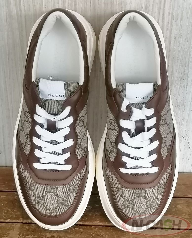 NCash Luxury Shoes Pawnshop Gucci Men s Brown Beige Chunky B GG Supreme Low Top Sneakers 9US Men s Fashion Footwear Sneakers on Carousell