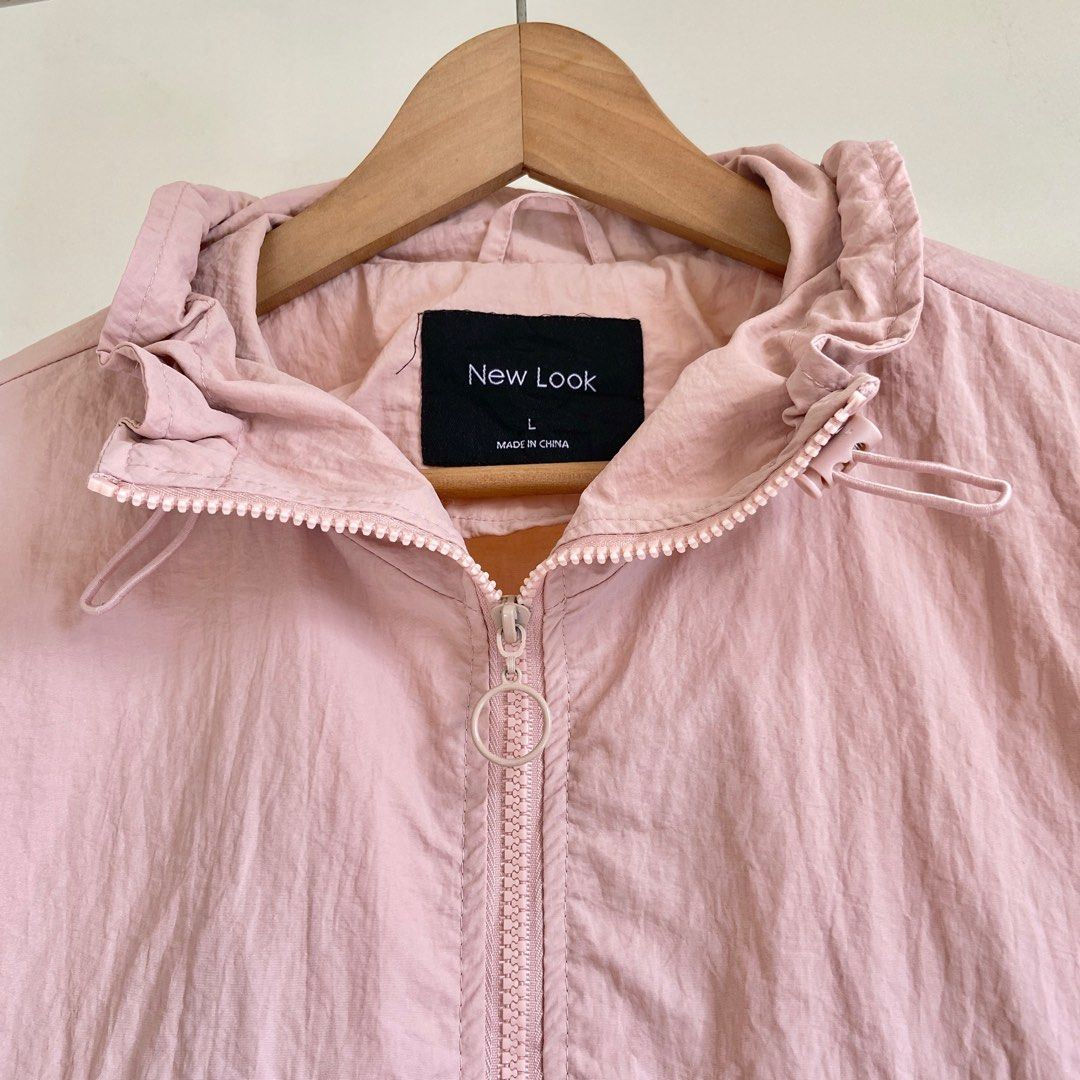 NEW LOOK PastelPink Windbreaker with drawstring Women s Fashion Coats Jackets and Outerwear on Carousell