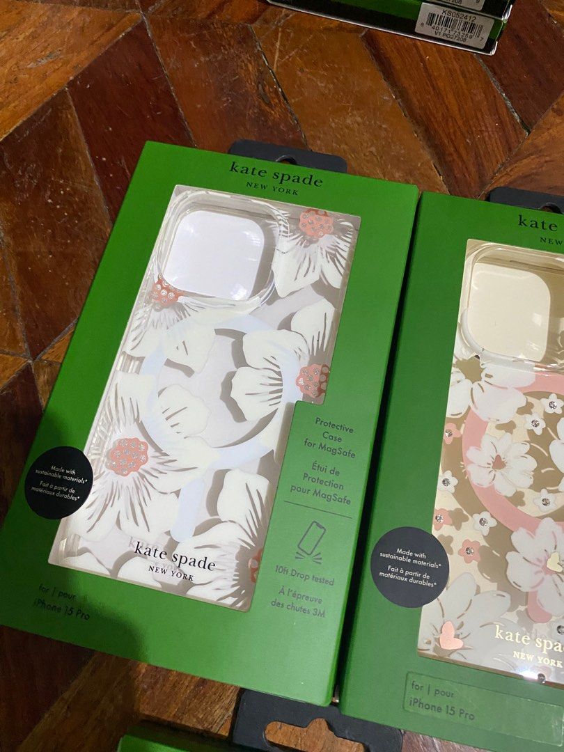 Original Kate Spade MagSafe Case for iPhone 15 Pro (Category: Cases & Sleeves) located in Manila. Submitted by razelysonn (Listing ID 1335775914, Image 2). Description: 101% Original, FIXED PRICE BELOW SRP ₱1,500 each.