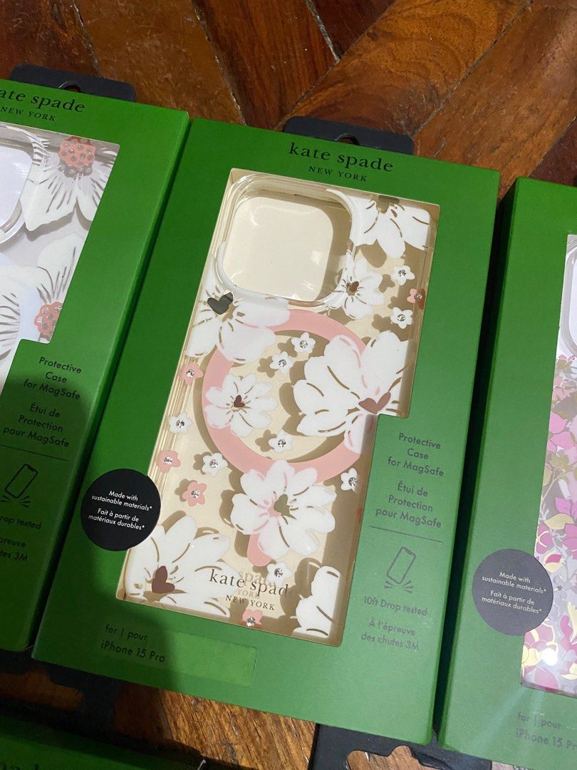 Original Kate Spade MagSafe Case for iPhone 15 Pro (Category: Cases & Sleeves) located in Manila. Submitted by razelysonn (Listing ID 1335775914, Image 3). Description: 101% Original, FIXED PRICE BELOW SRP ₱1,500 each.