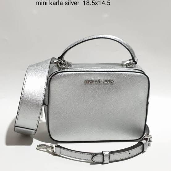ORIGINAL Michael Kors mini karla silver camera bag Women s Fashion Bags Wallets Cross body Bags on Carousell