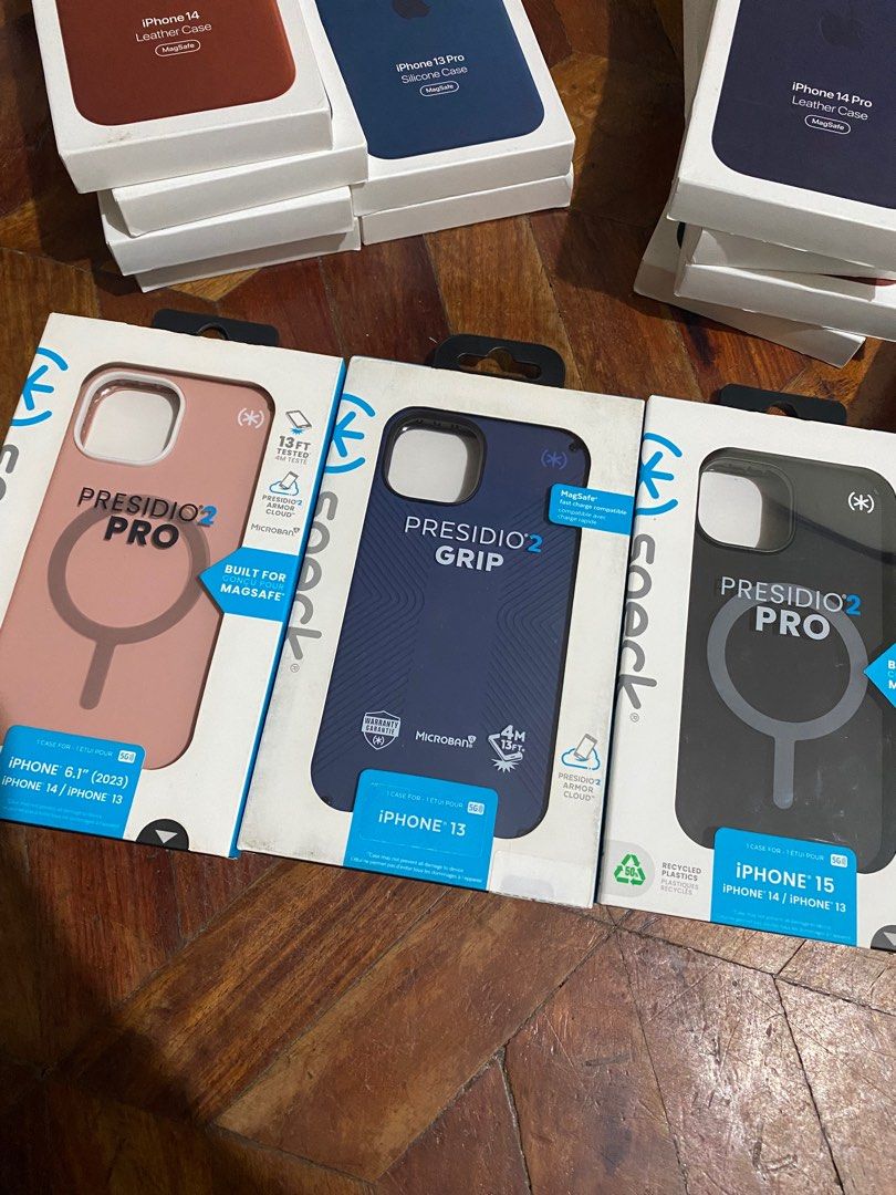 Original Speck Presidio for iPhone 15 / 14 / 13 (Category: Cases & Sleeves) located in Manila. Submitted by razelysonn (Listing ID 1335774191, Image 1). Description: All Original, 101% Price list: Grip - 1500 each Presidio 2 Pro - 1600 each .