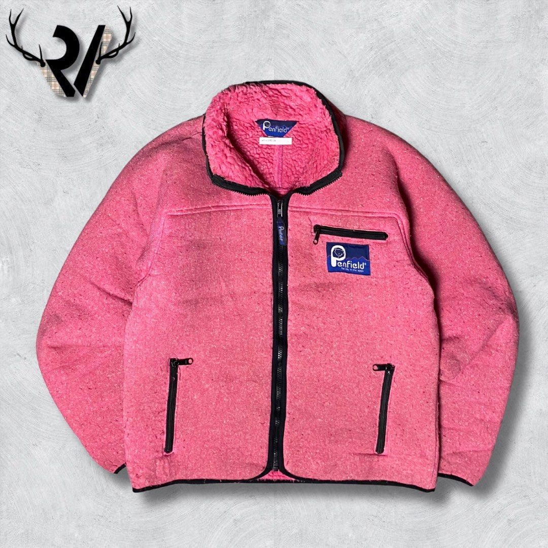 Penfield Sherpa Fleece Jacket Vintage Casual Jaket Winter Full Zip Gemoy Pink
