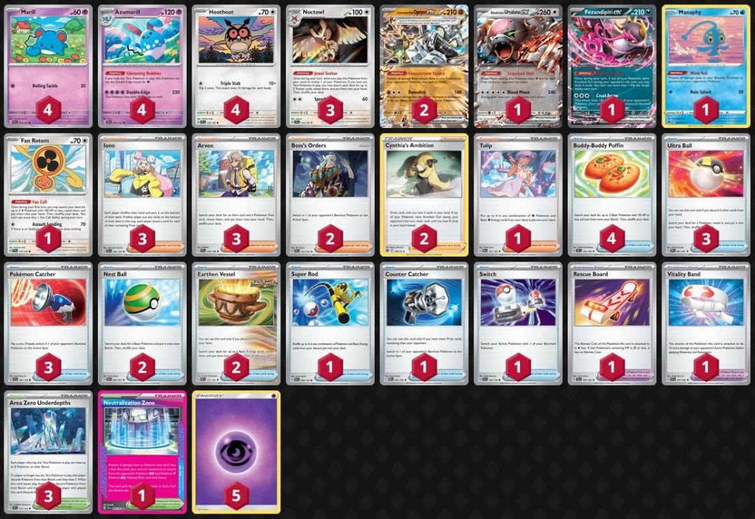Pokemon TCG Azumarill Noctowl Deck with Neutralization Zone ACESPEC,  Hobbies & Toys, Toys & Games on Carousell