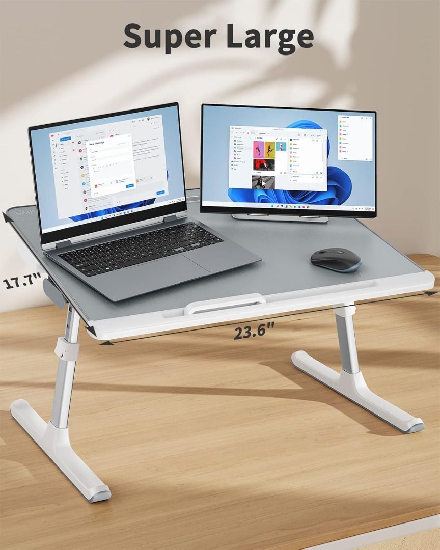 SAIJI 60*45cm Table lap for bed, Multi-purpose Premium Lapdesk with LED ...
