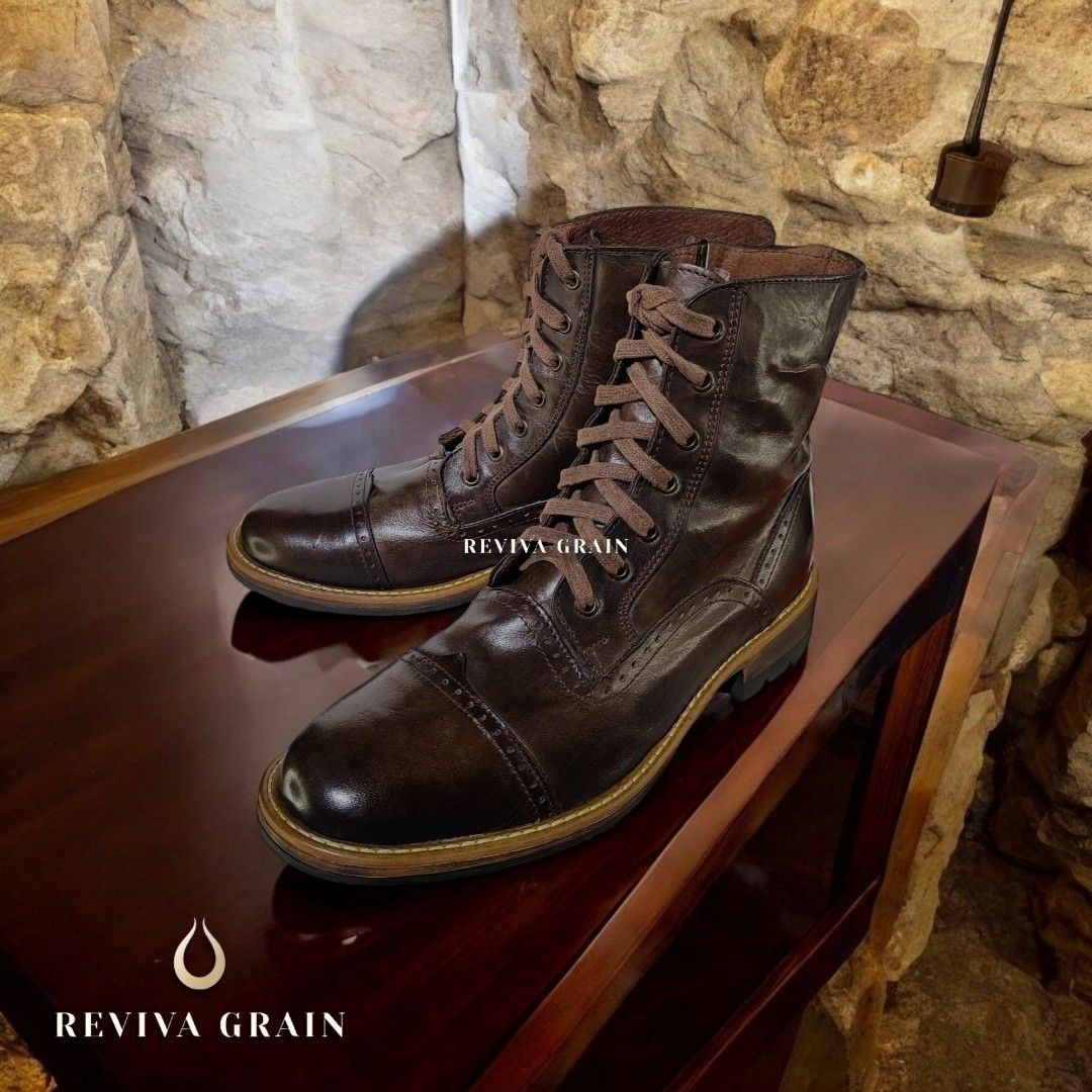 Steve Madden Nathen Mens Brogue Cap Toe Boots Fesyen Pria Sepatu Sepatu Boot di Carousell