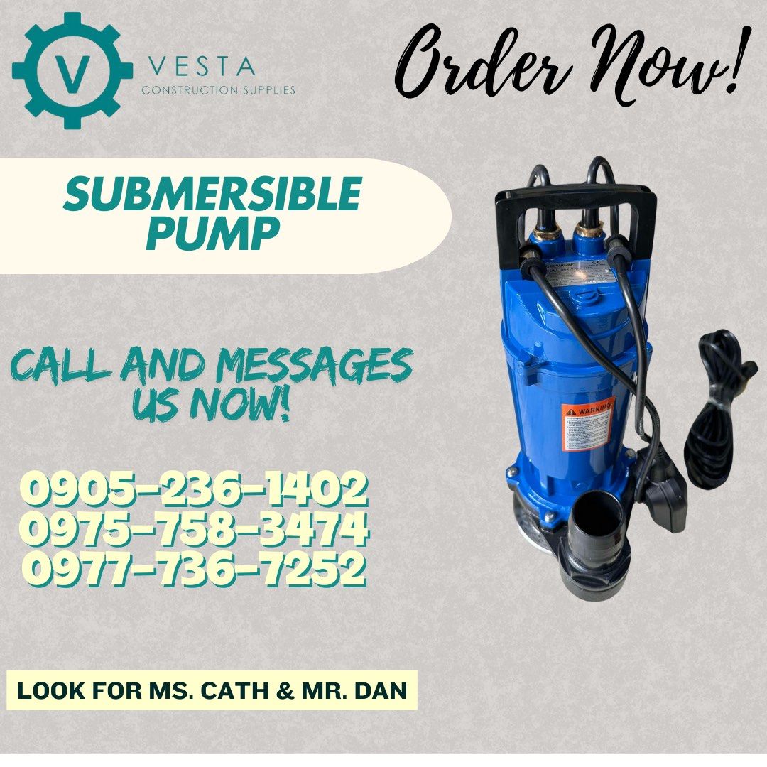 Submersible pump (Category: Construction Tools & Equipment) located in Manila. Submitted by cathvesta_sales (Listing ID 1335625529, Image 1). Description: .