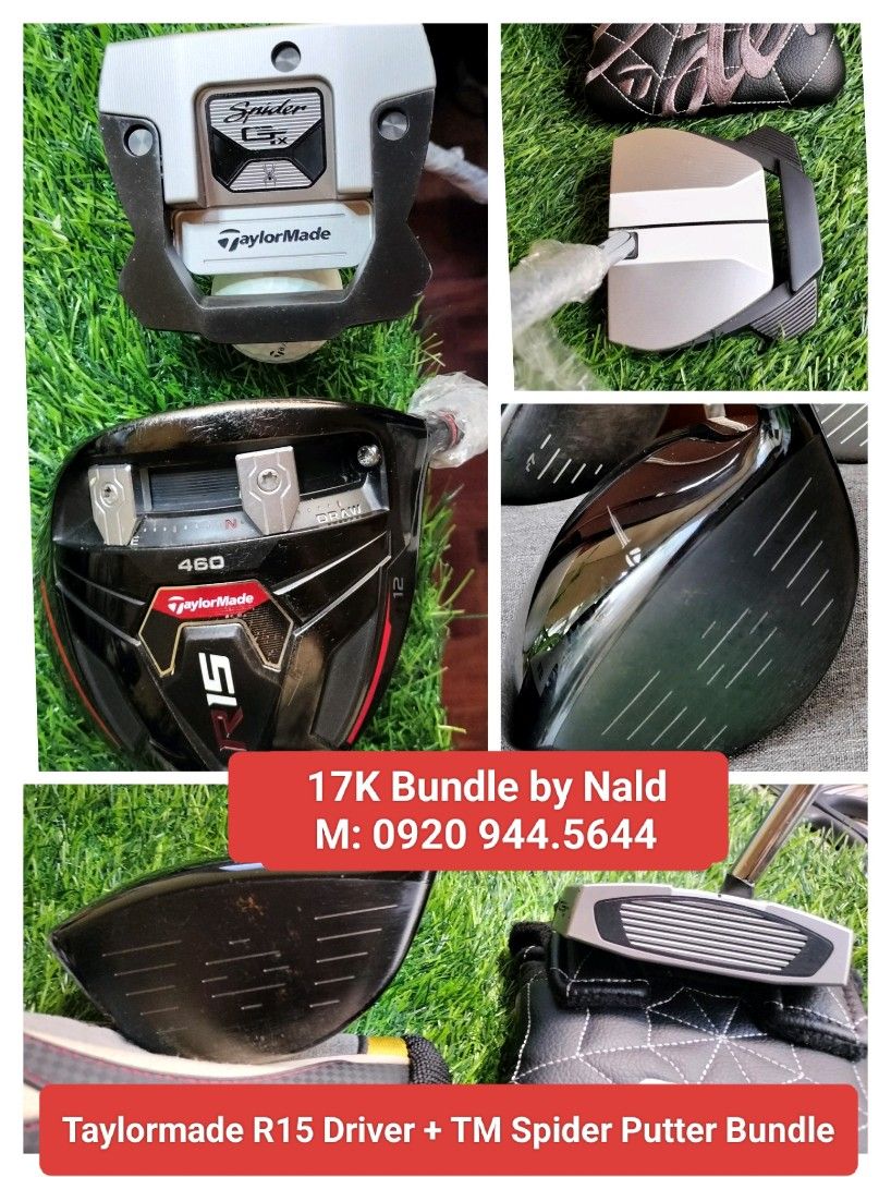 Taylormade Driver + Taylormade Spider Putter Bundle (Category: Golf) located in Rizal. Submitted by happynaldski (Listing ID 1335703422, Image 1). Description: Taylormade R15 Driver + Taylormade Spider Putter Combo Bundle. Super Excellent Condition. Barely Used.