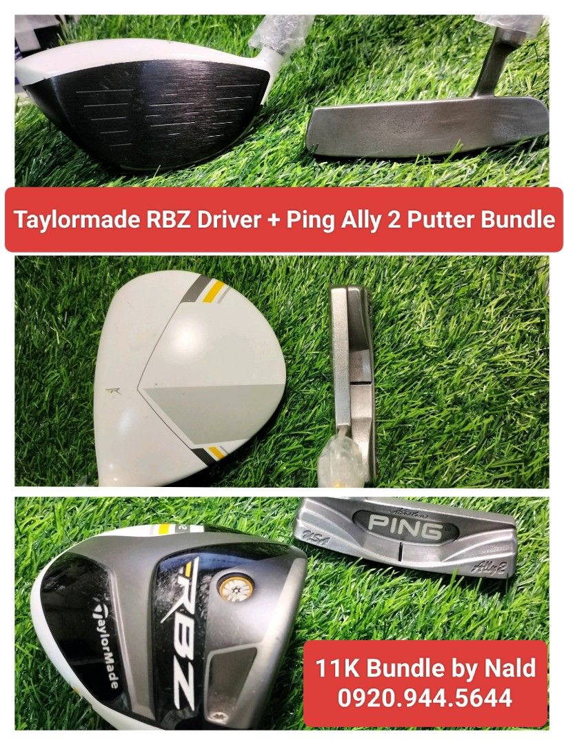 Taylormade Driver with Ping Ally2 Putter (USA) (Category: Golf) located in Rizal. Submitted by happynaldski (Listing ID 1335701422, Image 1). Description: Taylormade RBZ Driver with Ping Ally2 (USA) Putter Bundle. Barely Used. Excellent Condition. Slightly Nego.