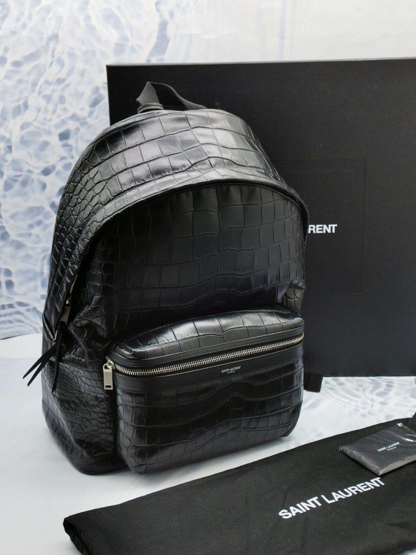 UNUSED 2021 YSL SAINT LAURENT CITY BACKPACK BLACK EMBOSSED CROCODILE CALFSKIN LEATHER FULL SET Luxury Bags Wallets on Carousell