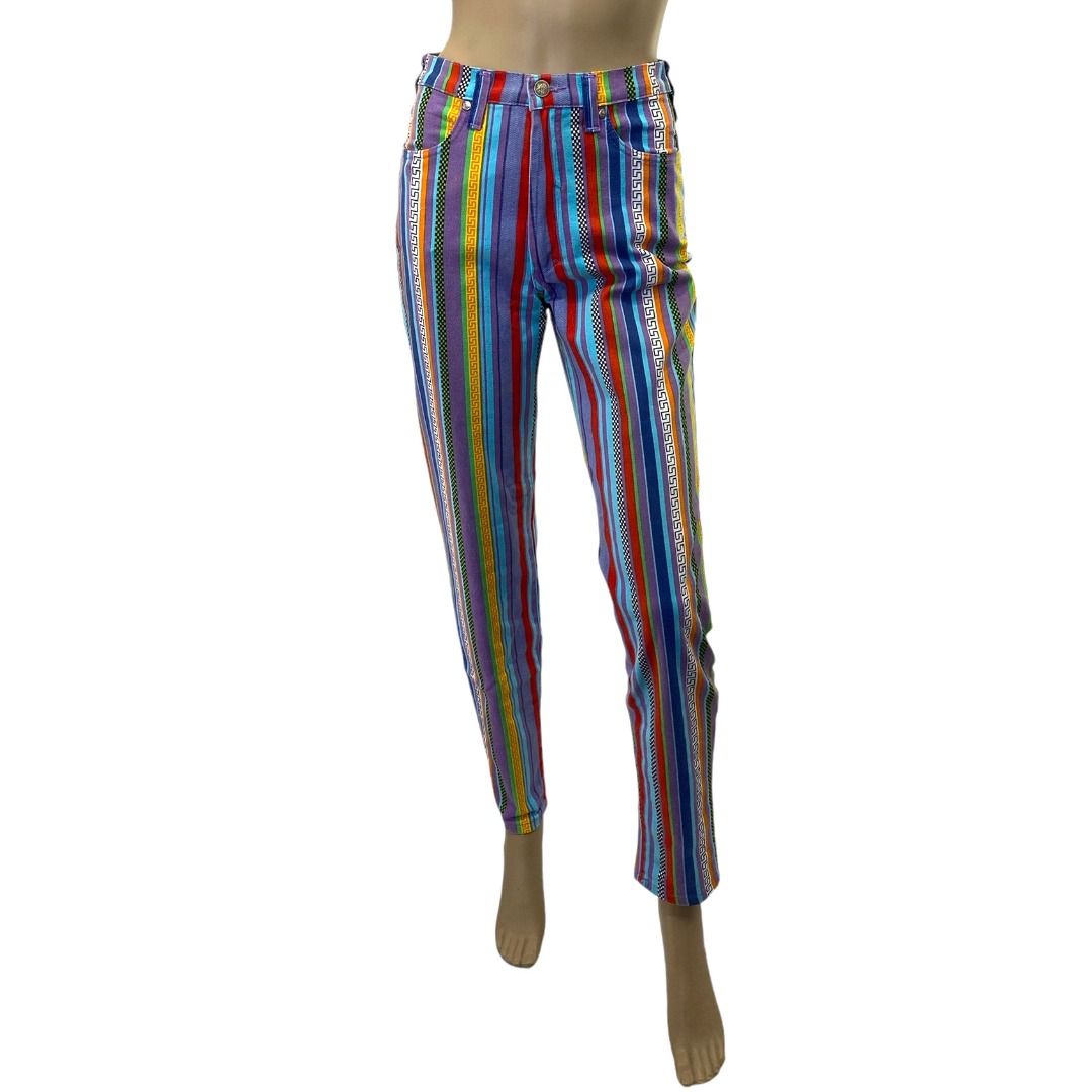 Vintage colorful striped jeans best sale