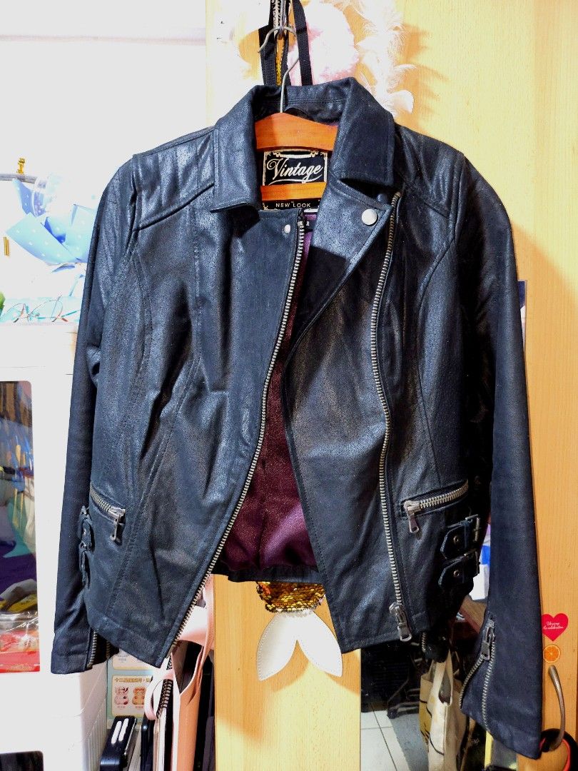 New look vintage leather jacket online