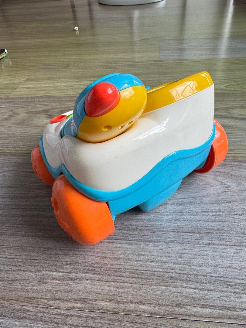 Vtech my first phone (Category: Infant Playtime) located in Quezon City. Submitted by cindoypalaboy (Listing ID 1335623666, Image 2). Description: Good as new. Generally clean. Wheels have signs of use. Pulling cords are still clean and inside. No box. Loc: horseshoe cubao.