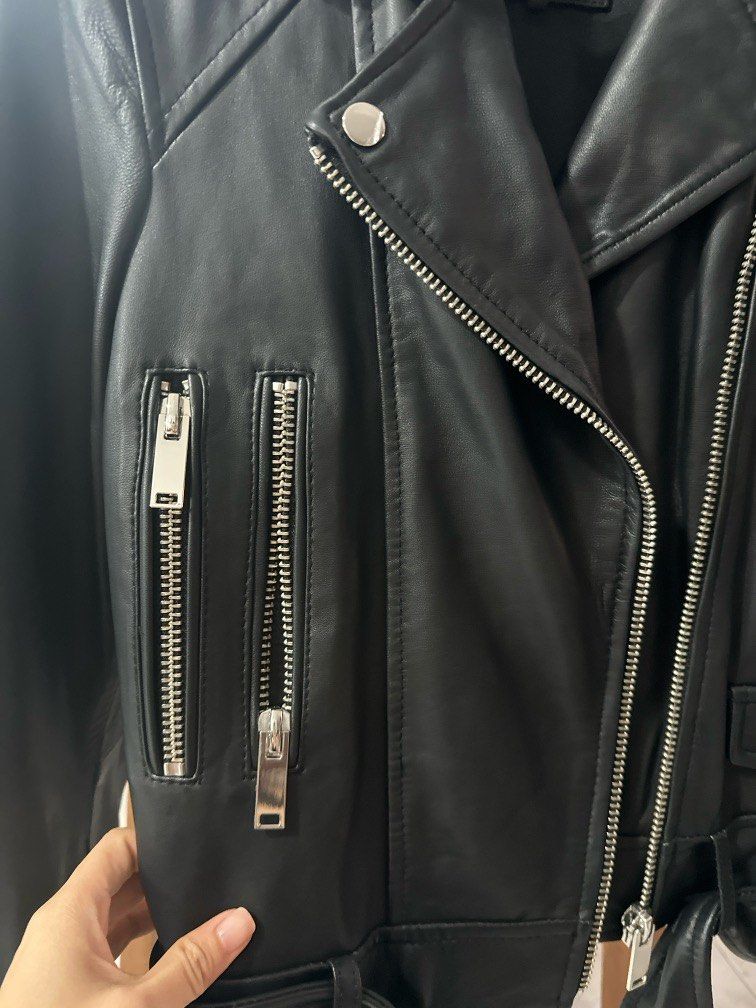Zara motorcycle jacket sheep leather Women s Fashion Coats Jackets and Outerwear on Carousell