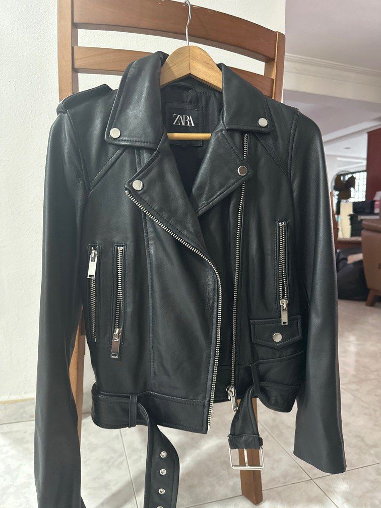 Leather moto jacket zara clearance