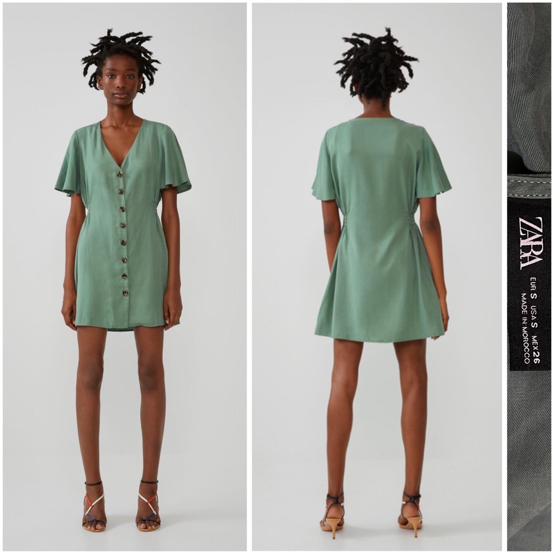 ZARA Vintage Green Button Down Mini Dress Women s Fashion Dresses Sets Dresses on Carousell